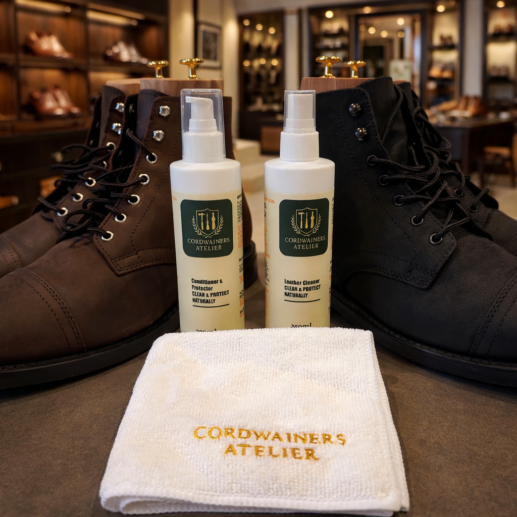 Leather conditioner for restoring moisture and protecting premium leather shoes
Leather shoe cleaner for safely removing dirt and stains from leather footwear