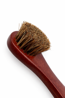 Premium 17cm horsehair brush by Cordwainers Atelier for buffing leather footwear