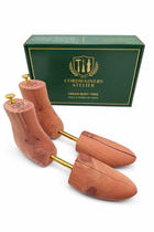Cedar boot tree designed for tall boots to absorb moisture and odor